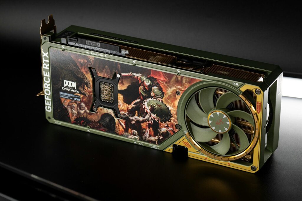 Graphics card with custom artwork and fan